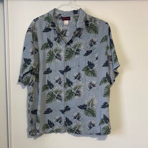 Tommy Bahama Light Blue Leaf Print Men's Shirt